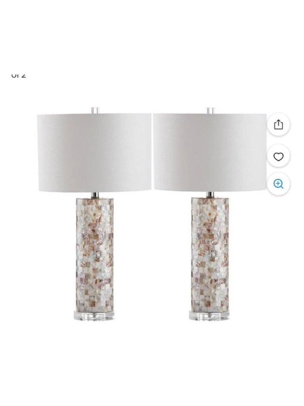Safavieh 28” H Coastal Shell Column Table lamp. Set of two. - Picture 2 of 2